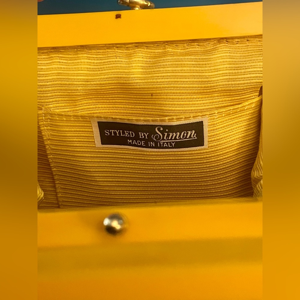 Vintage 60’s BAKELITE MOD YELLOW  Beaded Italian HANDBAG - Picture 5 of 9